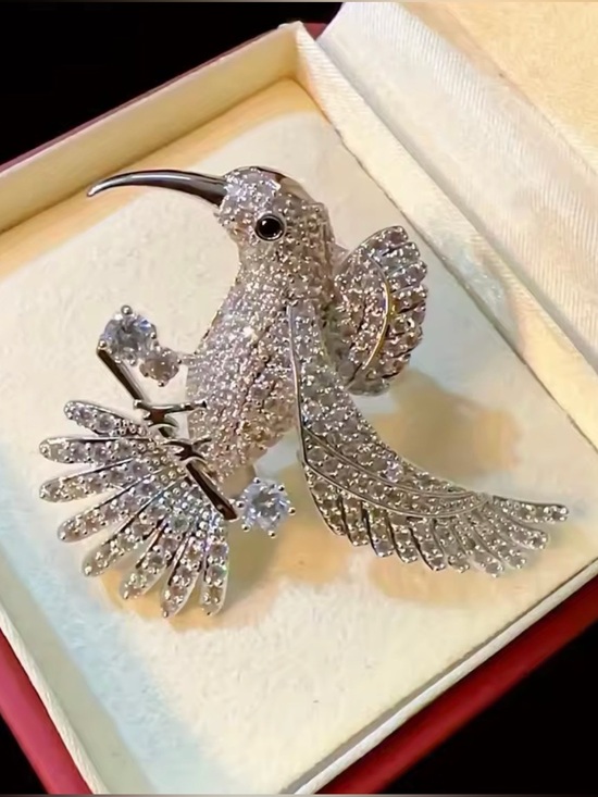Anthropologie Other - Silver Bird Brooch Pin - Crystal Bird Brooch